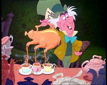 At the Mad Hatter's tea party, what word could not be said around the Dormouse.