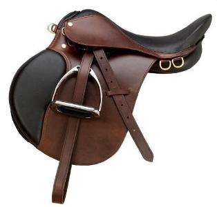 What part of the saddle does an English saddle lack?