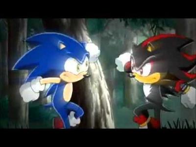 shadow: oh god here he comes. uh... hey! sonic: huh? *looks at shadow* shadow: uh... how's it going buddy?! sonic: *giggling* shadow: what's so god da--! i mean, what's so funny buddy? i wanna laugh with u? sonic: sorry! it's just, it's so funny! u always talk to urself! shadow: well now i'm turning a new leaf! *turns over a green leaf* now that that's done, ur an idiot! sonic: hey, u remember that fun fight we had? (FLASHBACK: sonic & shadow: da dada dada da da dada dada da da!) shadow: yea, except for the fact that we were, uh... dancing like idiots!!!!