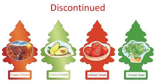 Which Little Trees car freshener got added when Copper Canyon, Creamy Avocado, Heirloom Tomato and Twisted Basil got discontinued?