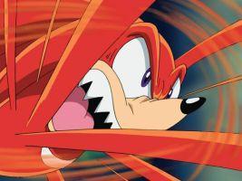 Knuckles was induced in rage, and began to stomp towards the door on the other side of the room. "Gosh darn it! We come all the way here for nothing! Nada! A bare room! Now what are we gonna do? This is not gonna be good for __..." As Knuckles approached the door and turned the handle, a bright flashing light started up along a loud siren.