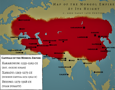 Which dynasty was established by a descendant of Genghis Khan after the Mongol Empire collapsed?