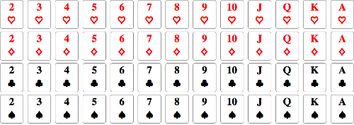 How many cards are in a standard deck of playing cards?