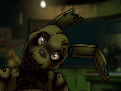 4:57 am You move away from the screen and immediately reboot the audio and ventilation. It finishes rebooting and the flashing stops but as you set down that tablet you jump at the sight of Springtrap staring straight at you from the window.