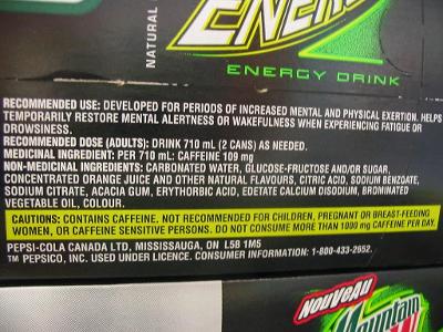 What ingredient is NOT contained in Mountain Dew?