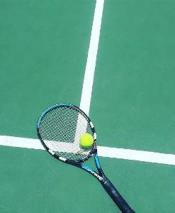Which game is played with a racquet and a ball on a rectangular court?