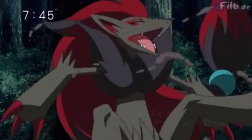 Lucario uses aura sphere against zoroark which knocks it right into a tree. Weakening it as you get ready to use your final attack zoroark gets back up and uses night pulse. What do you tell lucario to do before he gets hit by zoroark's attack?
