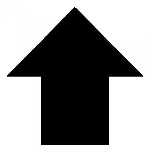 What does a white rectangular sign with a black arrow pointing upwards indicate?