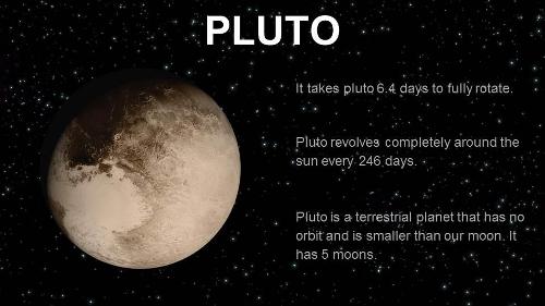 Dwarf Planet Pluto day, year ,distance , temprature, size ?