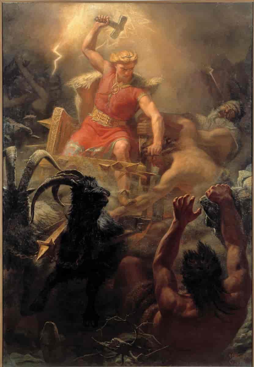 In Norse mythology, which God killed the giants during Ragnarok?