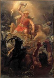 In Norse mythology, which God killed the giants during Ragnarok?