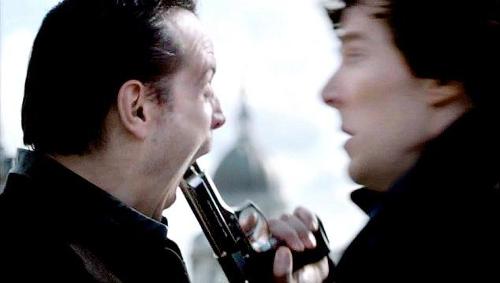 In which episode did Moriarty kill himself in the TV Series "Sherlock"?