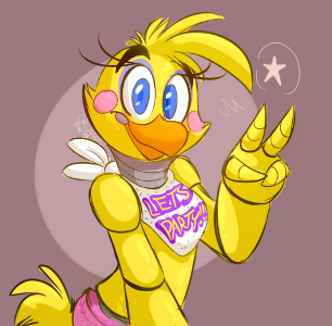 (me):ok toy chica you ask them something (toy chica):now, what is your fave type of music?