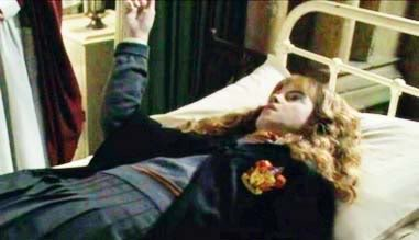 What was cancelled when Hermione was petrified in the film?