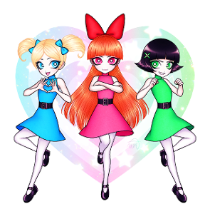 Which superhero team consists of Blossom, Bubbles, and Buttercup in the show 'The Powerpuff Girls'?