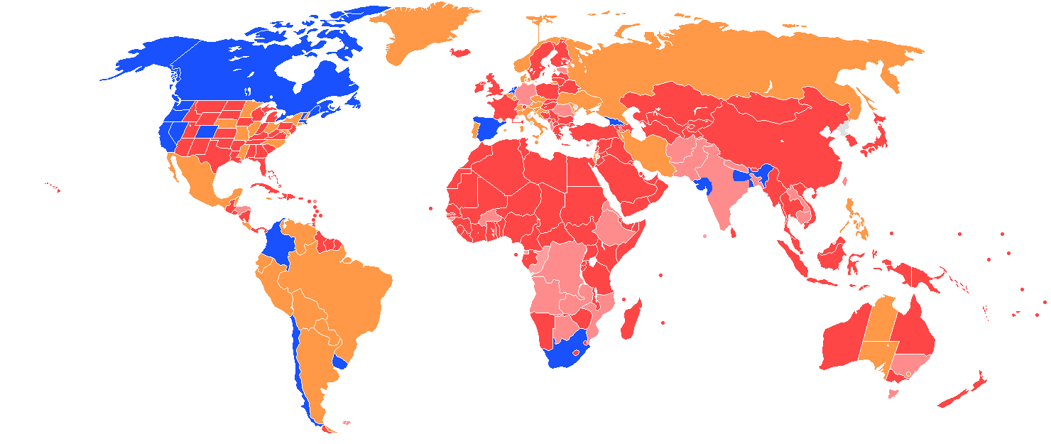 What is the legal status of marijuana in most countries?
