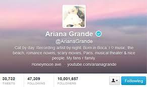 When did Ariana Reach 10M followers on twitter