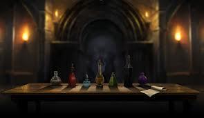 When Harry, Ron and Hermione go through the trapdoor. Harry and Hermione are at potions part, which bottle gets you through to the stone?