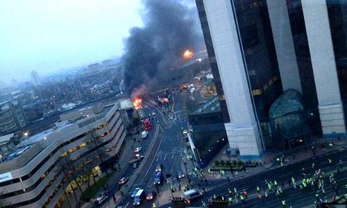 A helocopter crashed in london today what did it crash into?