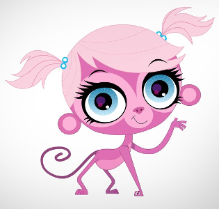 What is the name of the pink monkey that likes drawing?