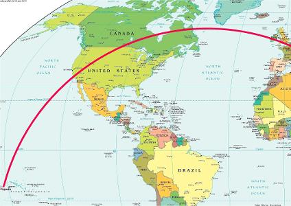 What is the longest international flight route?
