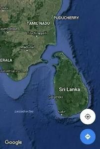 Which geographical feature connects India and Sri Lanka?