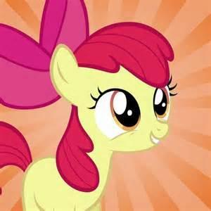 The filly as described in the last Question appears to be talking to you. She is Apple Bloom!  Apple Bloom : *bounces up and down* Howdy Ho! Wassup? I'm Apple Bloom!