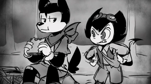 Me: I can't believe u did that! Right next question. What's ur favorite character from BATIM? Bendy: Me! Or Boris. Me: Of course he's ur younger brother after all.