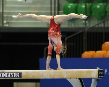 Which gymnastics event requires a balance beam?