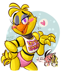 Hey! Ask it!! Toy Chica: Why? For my quiz!!! Toy Chica: Sure.. Whats your ship with me! Why i am with him!