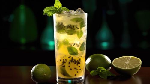 What fruit is commonly used as a garnish for a Mojito cocktail?