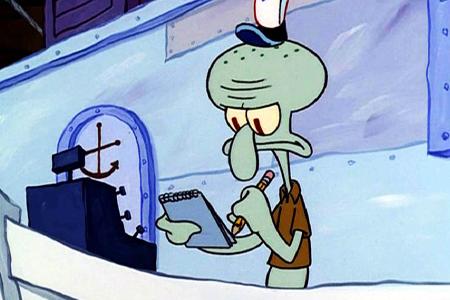 Where does Squidward work at?