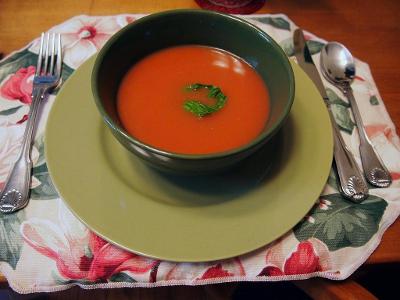 What is the main ingredient in a traditional gazpacho soup?