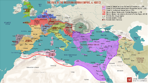 Which year marked the fall of the Western Roman Empire?