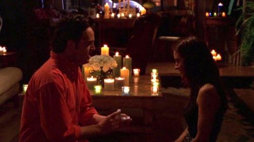 What does Ross accidentally blurt out when he finds out about Monica and Chandler?