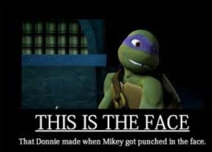 Would Donnie really make this face when Mikey gets punched in the face?