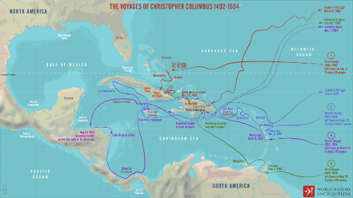 Which country sponsored Christopher Columbus' voyages?