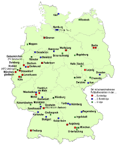 Which German city has the most Bundesliga clubs?