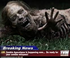 You're watching TV and all of a sudden, the program interrupts with a breaking news story about how a zombie apocalypse is spreading to where you live. What do you do at first?
