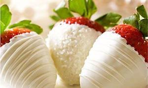 strawberries dipped in white chocolate