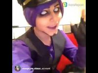 Amazing purple man cosplay