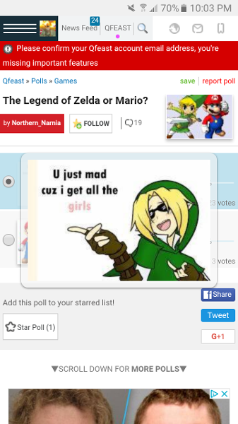 I had just voted for LoZ when I clicked the picture and saw this!