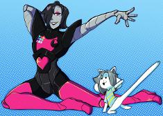 Temmie pose with Mettaton