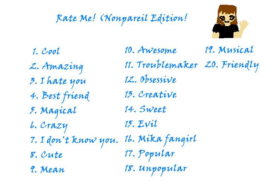 Rate Me! (Nonpareil Edition)