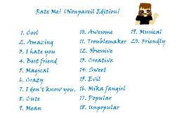 Rate Me! (Nonpareil Edition)