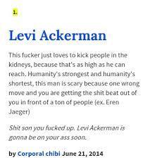 True definition of Levi Ackerman sooo don't mess wit him or your screwed