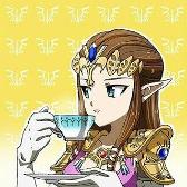 Zelda drinking tea