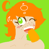 a toasted gingerbaby enjoying an orange popsicle