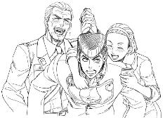 Josuke and his "family" (Only consists of his now dead grandfather and his mom)