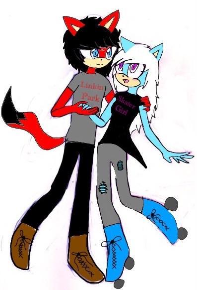 My sister drew me as a Mobian and @Celtic_Wolf OC